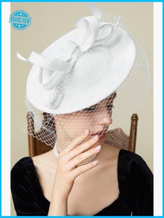 Fascinator Derby Pillbox Hat Elegant Tea Party Cocktail Headband Veil Feathers